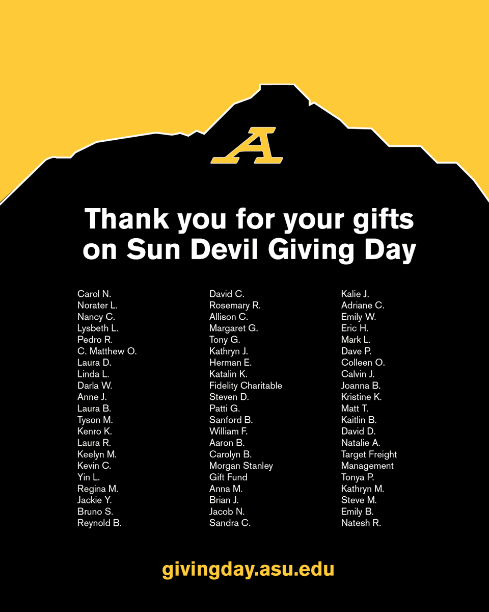 Arizona State University A Twitter Your Generosity Will Impact Sundevils And Our Communities For Generations To Come Thank You For Supporting Your Favorite Causes Today On Sundevilgiving Day Look How Far We Ve
