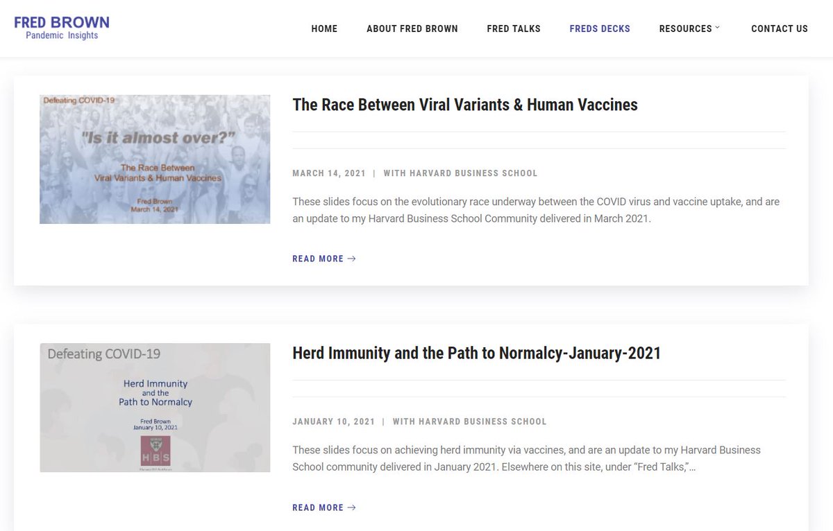 askfredbrown's tweet image. Fred's latest slide deck is up on the web - The Race Between Viral Variants &amp;amp; Human Vaccines - A presentation made to the Harvard Business School Community, March 14th, 2021 fredbrown.com/freds-decks/ @kakape @sciencecohen @evidencelive @eggersnsf @ASlavitt