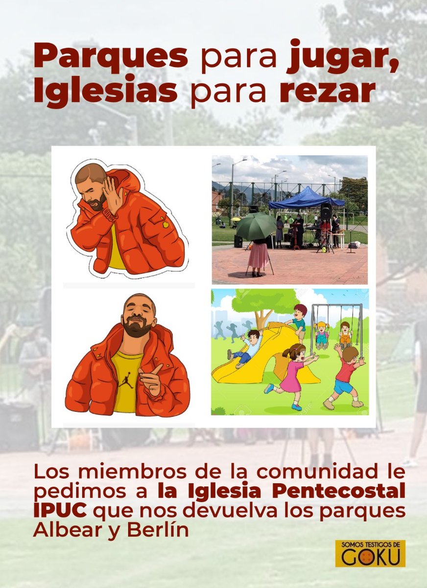#ParquesparaJugarIglesiasparaRezar

Plantón pacífico en defensa del espacio público en parque Albear (Suba Bilbao), ocupado de manera ilegal por iglesia cristiana pentecostal.

➡️🚩Más detalles del evento en el grupo privado de Facebook de Ateos de Bogotá: fb.me/e/3q0HInwN5