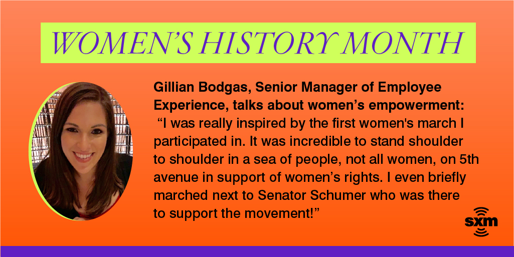 Gillian Bodgas tells us why she felt inspired at the first women's march she participated in! 🙌 When you think of women's empowerment, what comes to mind? We'd love to hear from you! ❤️ #womenshistorymonth #siriusxm