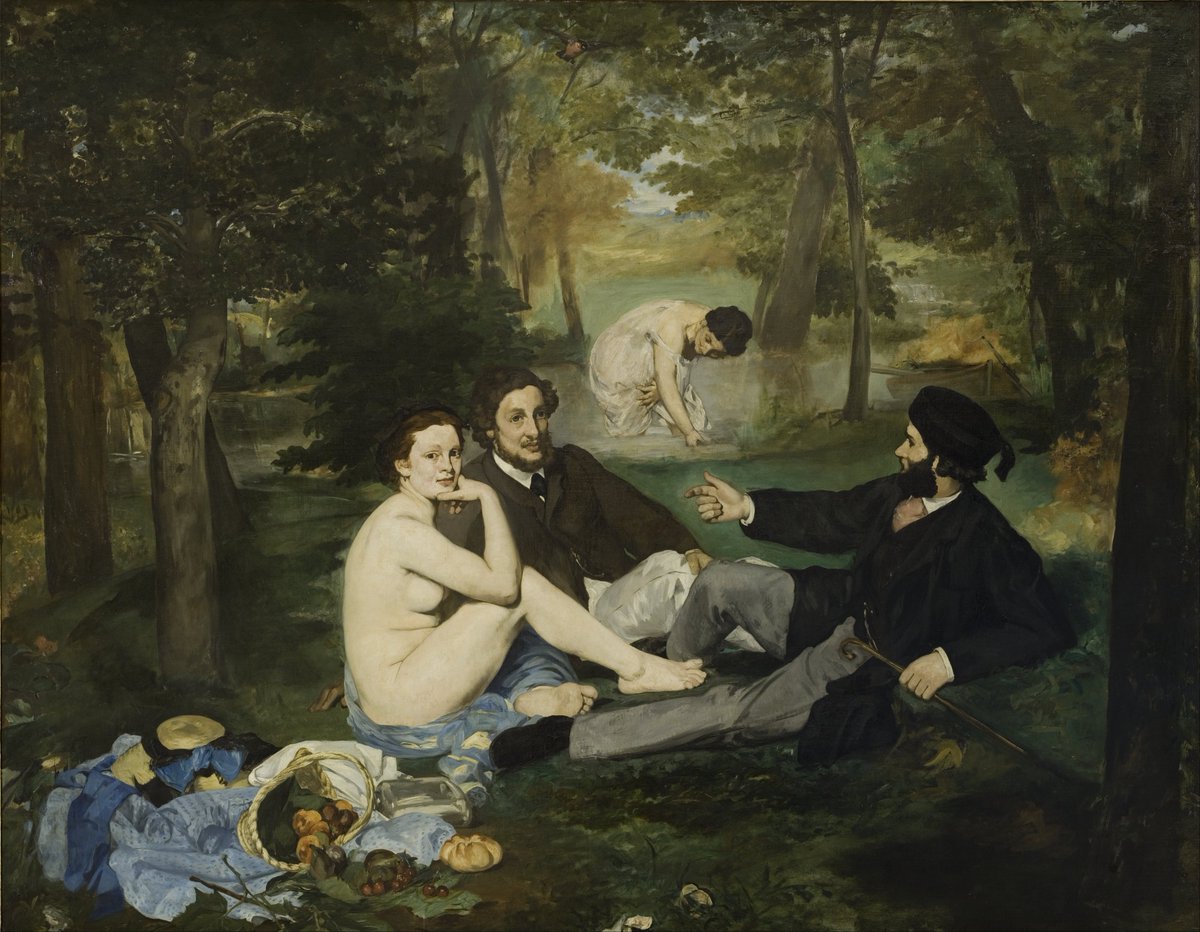 guzelonlu's tweet photo. Küçük eğlenceli piknikleri ölüdoğalar şölenine çevirebilen iki ressam: Renoir ve Manet https://t.co/5lUmVfRpl6