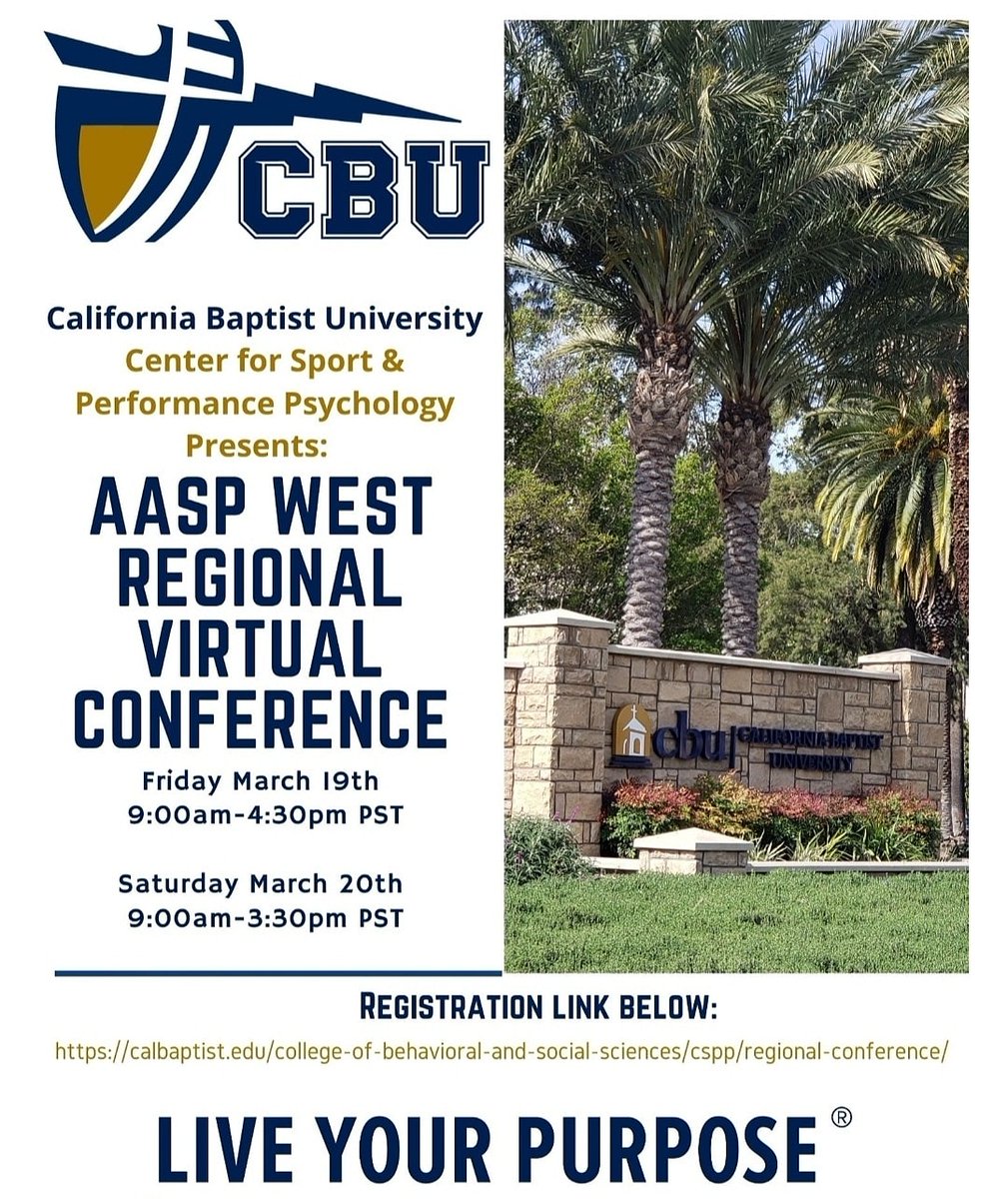 CbuSpp's tweet photo. @aasptweets West Regional Conference @calbaptist
March 19th-20th, 2021
Registration is open! https://t.co/5YfVWUV7Ny
9 CE's
2 keynotes: Dr. Eric Bean, CMPC & Jen Scumacher, CMPC, Prof.develop. & diversity panels, & virtual social!
See you there! #aasp #aaspconference #cbuwraasp https://t.co/7jP32FZMMa