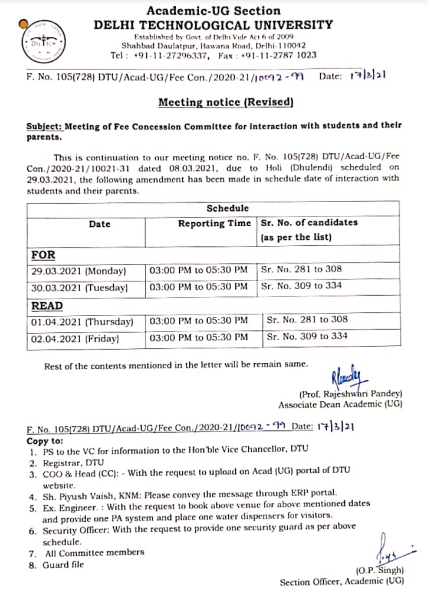 Revised Fee Concession Committee Meeting for AY 2020-21