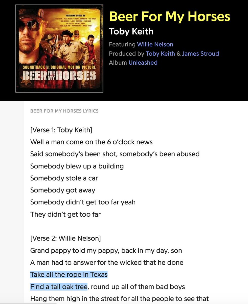 Beer For My Horses Soundtrack