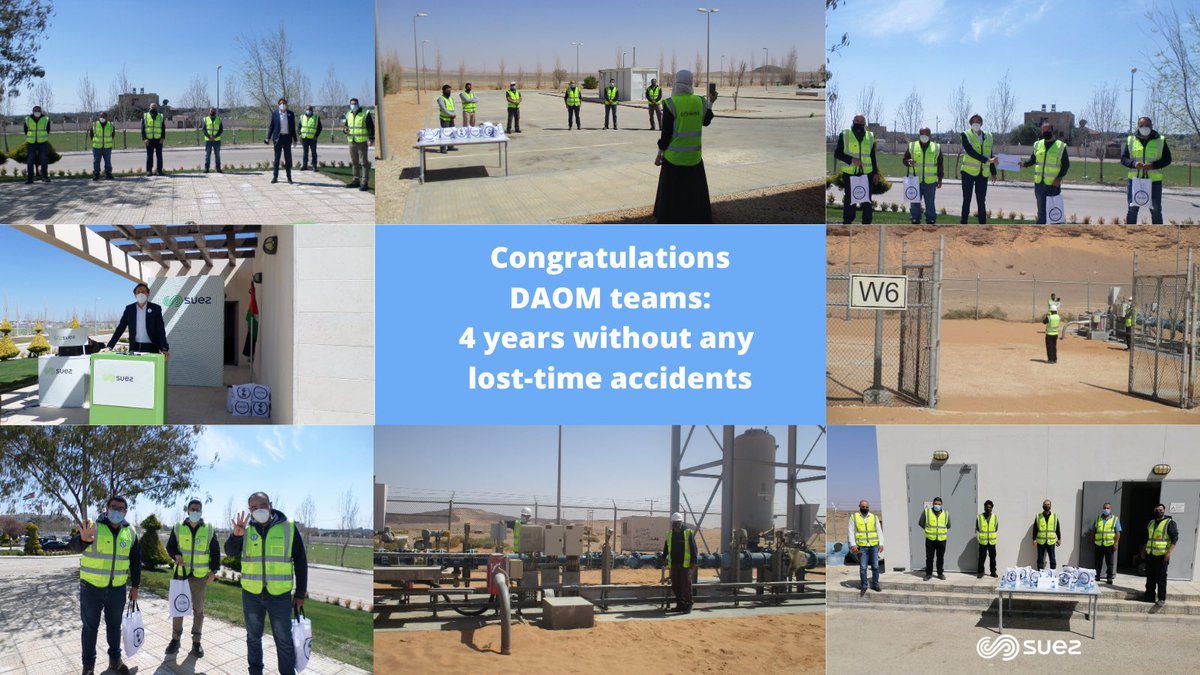Extremely proud of our DAOM colleagues in #Jordan: 4 years without ANY lost-time accidents; a great achievement thanks to their commitment &amp; professionalism! Celebrations from several points of the 365 km of pipelines transporting water from Disi source to Amman <a href="/suez/">SUEZ</a>