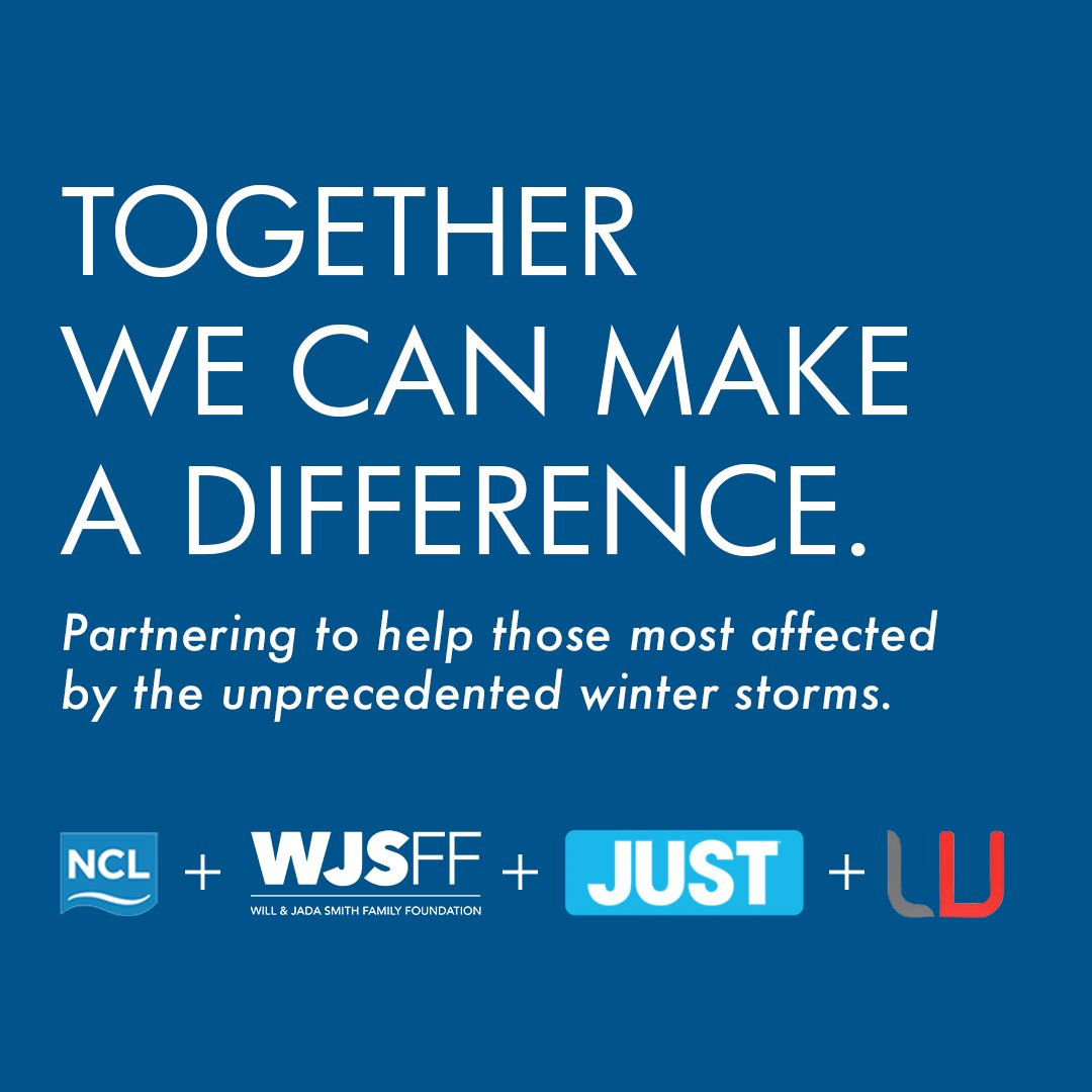 Coming together to offer a helping hand during these hard times is crucial. @OfficialWJSFF partnered with @JUST Water @CruiseNorwegian & Winning Strategies to donate 530,000 cartons of water to 17 food banks and community orgs, helping those affected by the winter storms.