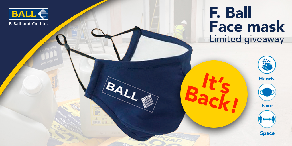 IT'S BACK!!!
That's right we have a limited number of face masks to give away.
We still have to wear them for now so to win one you need to share a post showing you using F. Ball products using #I💛FBall

#flooring #worksafe #covid-19 #handsfacespace #teamFBall