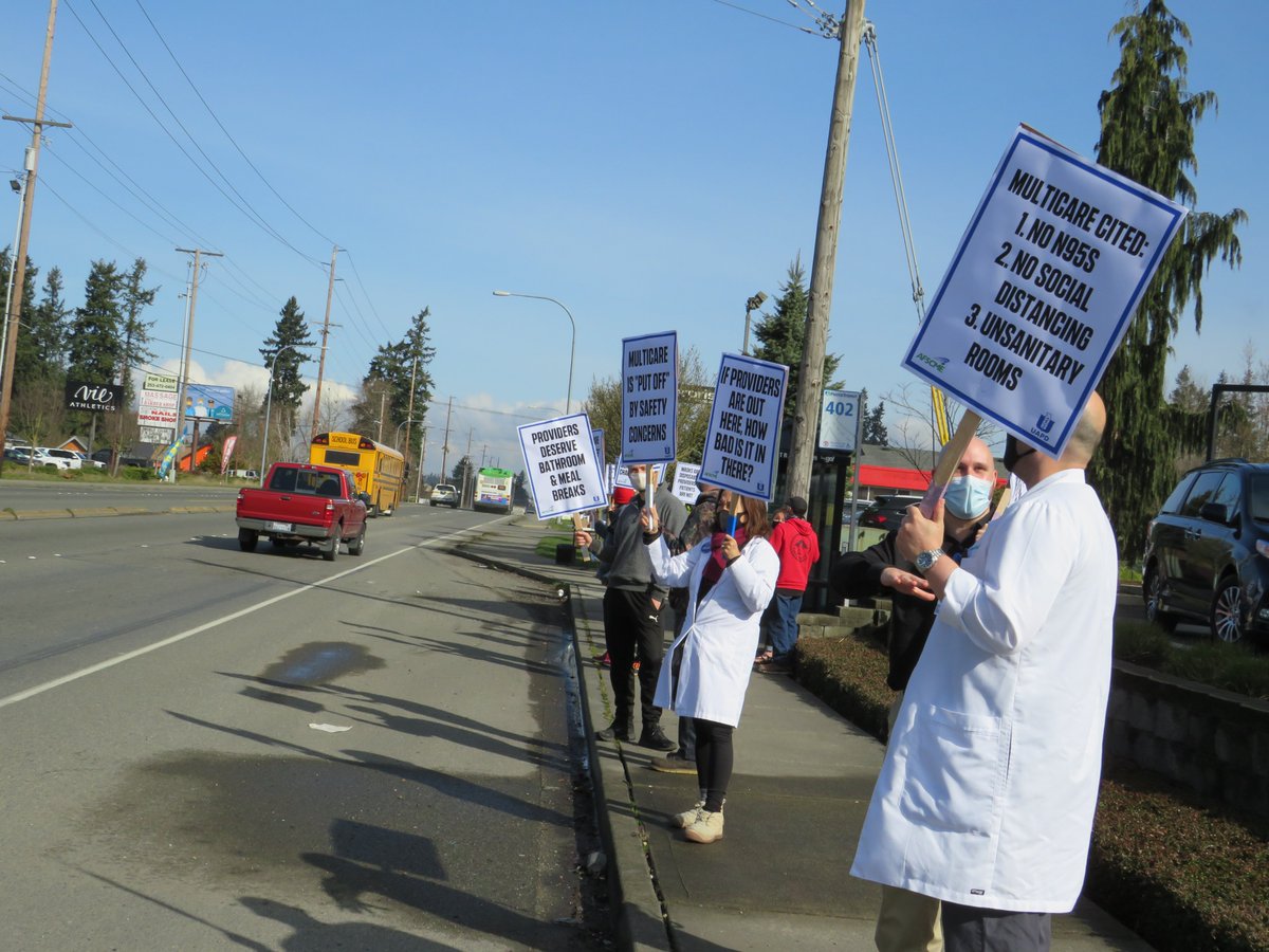uapd_pnw's tweet photo. Thank you @UFCW21 @ilwu23ywc @RFPU_NW @TacomaDSA, @myWSNA, Teamsters 313, and many more from the labor community for your support in our fight for a fair first contract with @MultiCareHealth at @MultiCareIndigo. We will carry this love and support into bargaining tomorrow! https://t.co/EqOh5wDPZR