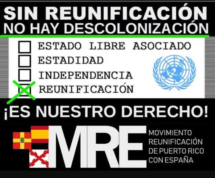 MREPR18's tweet photo. @SenatorMenendez Incluya la Reunificación de Puerto Rico con España como una de las opciones. https://t.co/brHULNVcg3