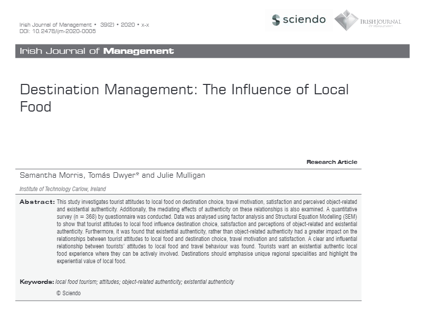 SamanthaM0rris's tweet photo. Delighted that my article on #local_food and #authenticity for The Irish Journal of Management is available to read ahead of print. @iamirl @itcarlow @ITCarlowWexford . Thanks to all those you participated in the research @IrishFoodGuide @EurotoquesIrl
https://t.co/Ycg6EdCs4W https://t.co/RugDs2jdtr