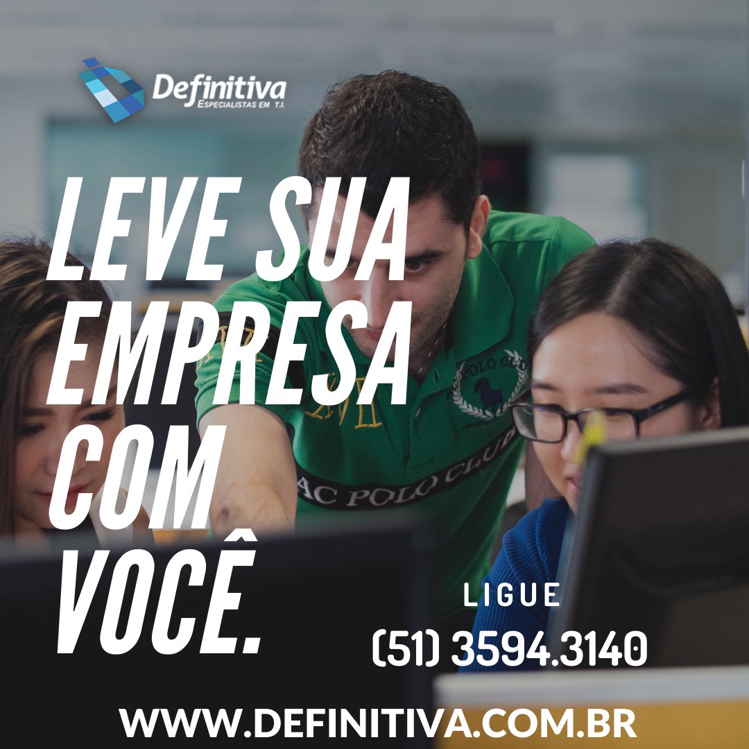 Definitiva Info - Servidores Locais e na Nuvem (@definitiva) on Twitter photo De casa, em um café, em um coworking. Com a definitiva, você trabalha de onde preferir - desde que tenha acesso à internet. Estando conectado, você pode navegar por todos os seus arquivos que estão armazenados na nuvem. 🙌
📧atendimento@definitiva.com.br
🌐definitiva.com.br/servicos/ De casa, em um café, em um coworking. Com a definitiva, você trabalha de onde preferir - desde que tenha acesso à internet. Estando conectado, você pode navegar por todos os seus arquivos que estão armazenados na nuvem. 🙌
📧atendimento@definitiva.com.br
🌐definitiva.com.br/servicos/