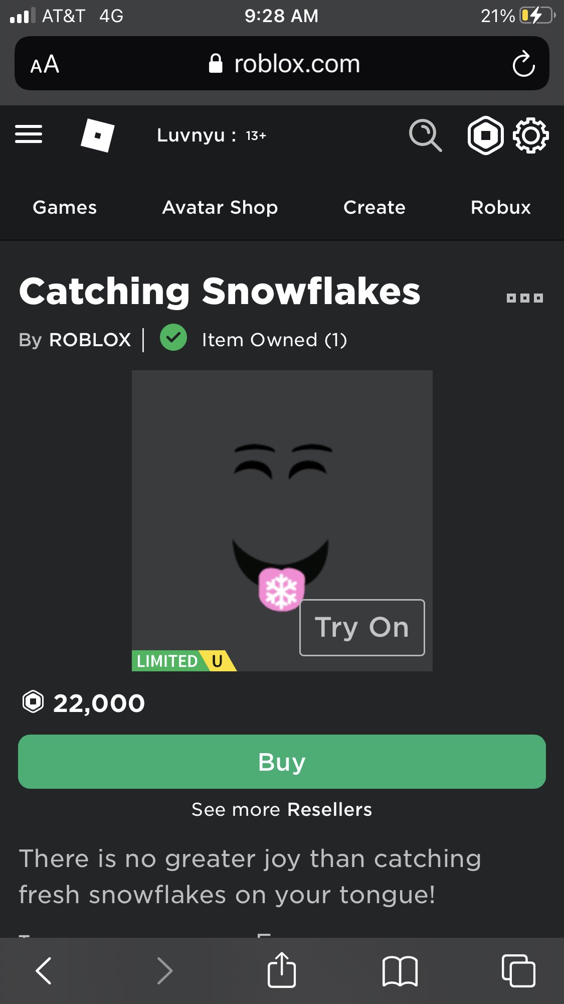 Catching Snowflake Face roblox 