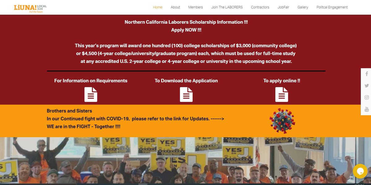 camposfe75's tweet photo. Attention All NorCal Laborers - College Scholarship Now Available now thru June 5, 2020 - https://t.co/tel6rFnF3f

@LiUNA324 https://t.co/4Ak715I7Qw
