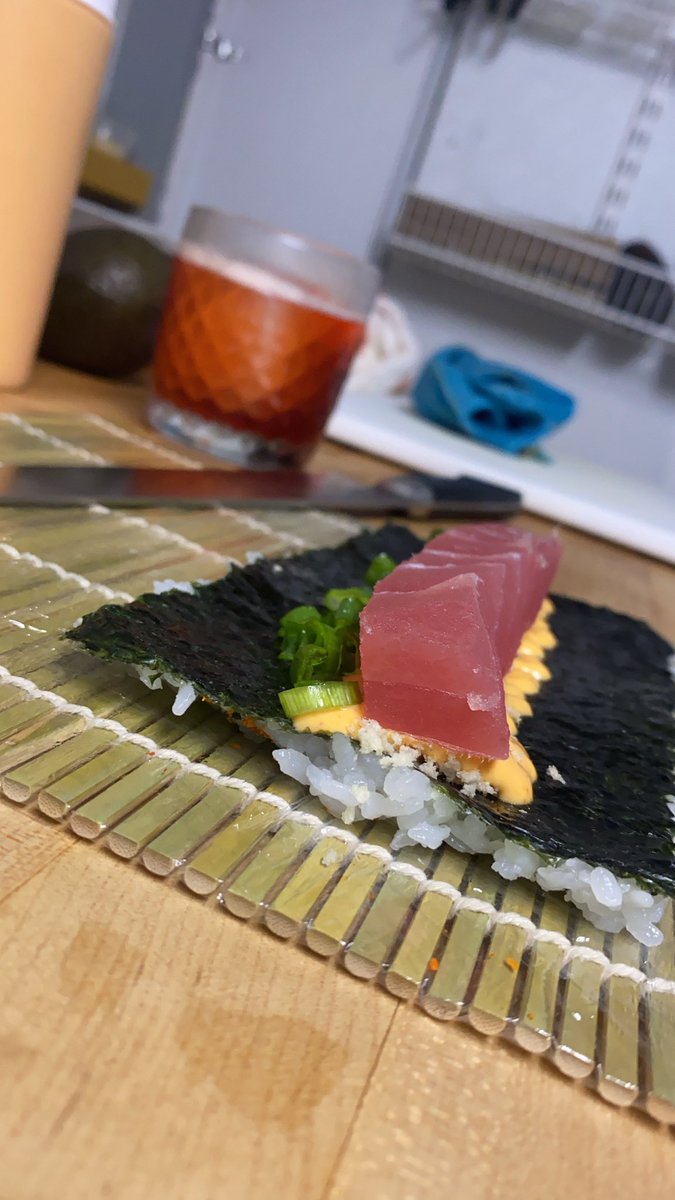 We’re posted up here <a href="/RootsRochester/">RootsRochester</a> until 8:00 tonight!! Swing by for a classy cocktail and poke bowl for dinner 🥃 

#yellowfintuna #boulevardier