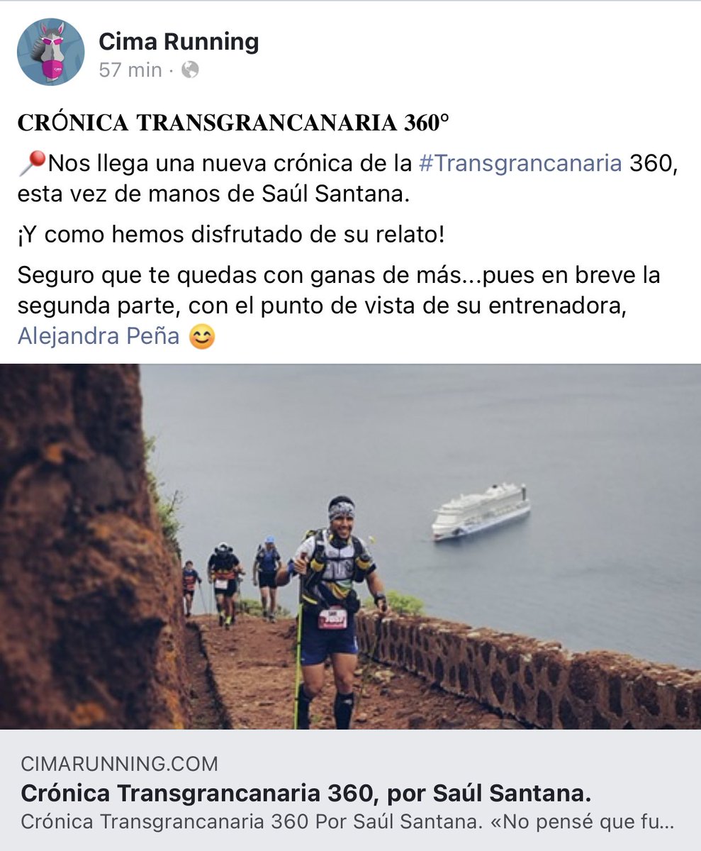 stnariverosaul's tweet photo. Gracias a los amigos de @cimarunning por la oportunidad de hacer visible la experiencia en la @TransGC #TGC360 ¡Repetimos en noviembre!
https://t.co/Gk9gbhzmG2 https://t.co/3IcIcZ9goM