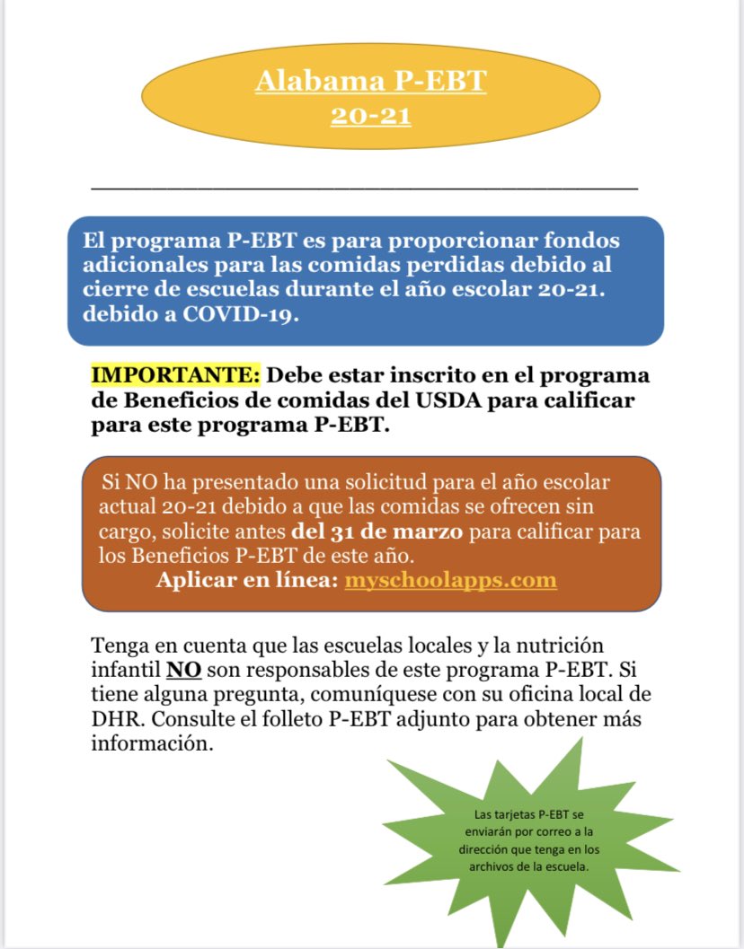 P-EBT information! Deadline is 3/31