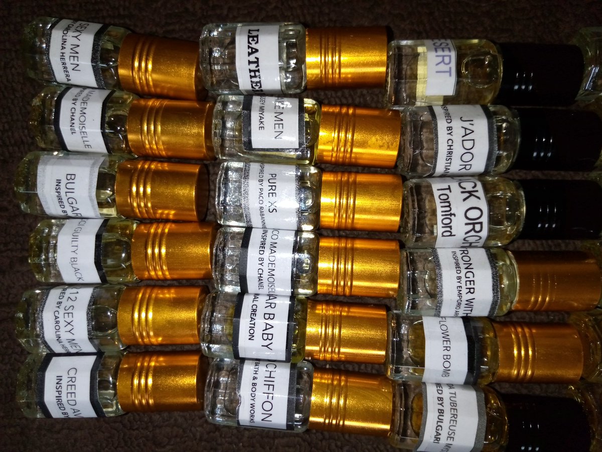 FSA_LUXE's tweet photo. Get your Undiluted and concentrated 3ml Perfume Oils for just 500 naira a piece, 400 naira from 12 pieces and 350 from 24  pieces.

Select from an array of over 40 original French fragrances.

Don't sleep on it

#AbujaTwitterCommunity #perfumes #lagos https://t.co/6eySC92eLo