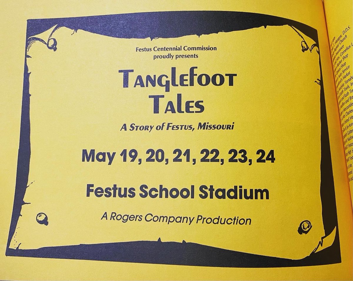 HistTanglefoot's tweet photo. R𝙚𝙢𝙚𝙢𝙗𝙚𝙧 𝙩𝙝𝙞𝙨 𝙘��𝙢𝙢𝙪𝙣𝙞𝙩𝙮 𝙝𝙞𝙨𝙩𝙤𝙧𝙞𝙘𝙖𝙡 𝙥𝙖𝙜𝙚𝙖𝙣𝙩 𝙥𝙧𝙚𝙨𝙚𝙣𝙩𝙚𝙙 𝙞𝙣 1987, 𝙩𝙝𝙚 100 𝙮𝙚𝙖𝙧 𝙖𝙣𝙣𝙞𝙫𝙚𝙧𝙨𝙖𝙧𝙮 𝙤𝙛 𝙩𝙝𝙚 𝘾𝙞𝙩𝙮 𝙤𝙛 𝙁𝙚𝙨𝙩𝙪𝙨?
#vintage  #downtown #localhistory #mainstreet #mainstreetusa @CityofFestus https://t.co/ihDqTJBP7l