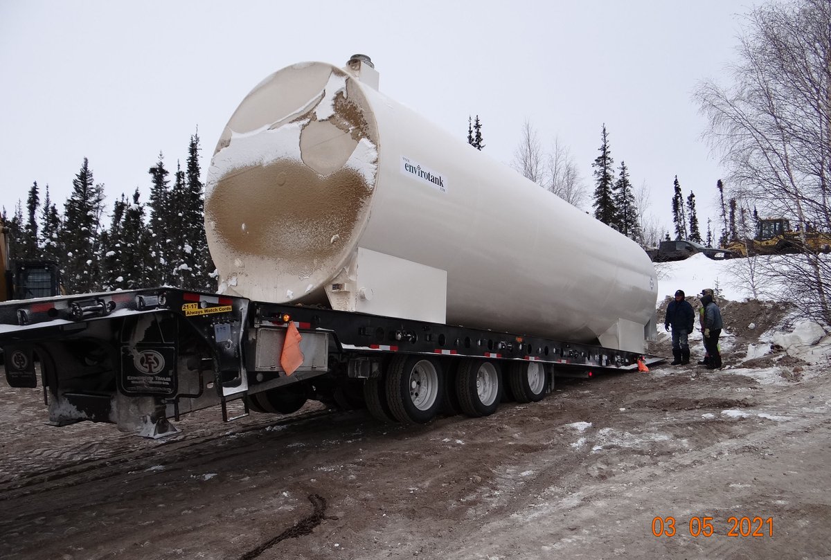 SixtyNorthGold's tweet photo. As announced 2021-03-17, just over 500 t of mining and support equipment and supplies were transported to the Mon Property over the past four weeks. Set-up photos at site. #SXTY #NWT #Gold #goldexploration #goldmining #Canadagold #JuniorMining #Mining #MiningStocks #mines https://t.co/gcfaQvBZrX