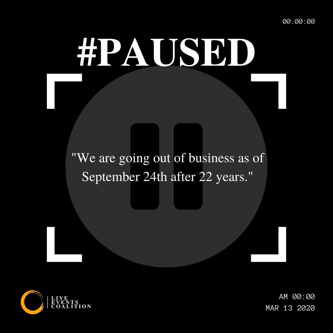 LiveEventsCo's tweet photo. Before COVID-19, there were nearly 1.1 Million live event businesses employing more than 10 employees. Today, most of us are struggling to stay afloat. These stories are from event business owners, taken in September 2020. It's a striking reality; we remain #PAUSED. https://t.co/4GlPaiUzQV
