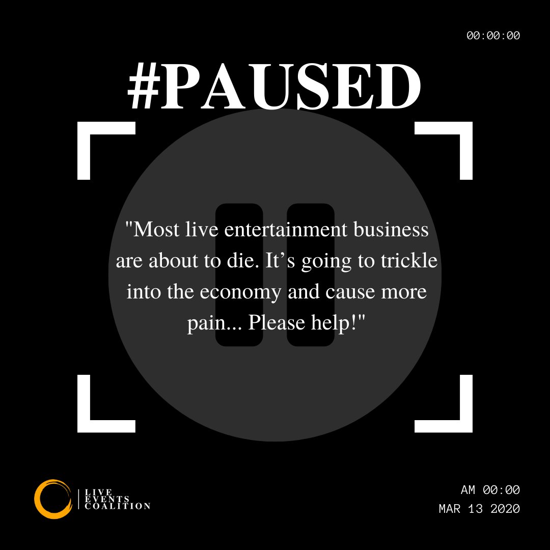LiveEventsCo's tweet photo. Before COVID-19, there were nearly 1.1 Million live event businesses employing more than 10 employees. Today, most of us are struggling to stay afloat. These stories are from event business owners, taken in September 2020. It's a striking reality; we remain #PAUSED. https://t.co/4GlPaiUzQV