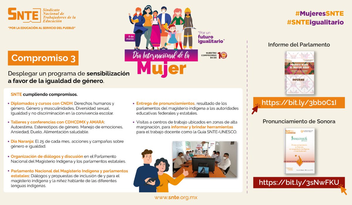 SNTE_Seccion_23's tweet photo. #SNTEigualitario 👩🔛👨
🟣 En sus compromisos de 10 ✨ con #MujeresSNTE 🙋♀️ junto con @CNDH 🕊️ se avanza en materia de igualdad; y su voz se ha elevado en pro de la equidad desde parlamentos indígenas
#MarzoMesDeLaMujer 👩🦱🗓️👩🦰
Ve aquí #Compromiso3
👉 https://t.co/CzJLUvQv4C 🧑💻 https://t.co/VMDbyAEWVf