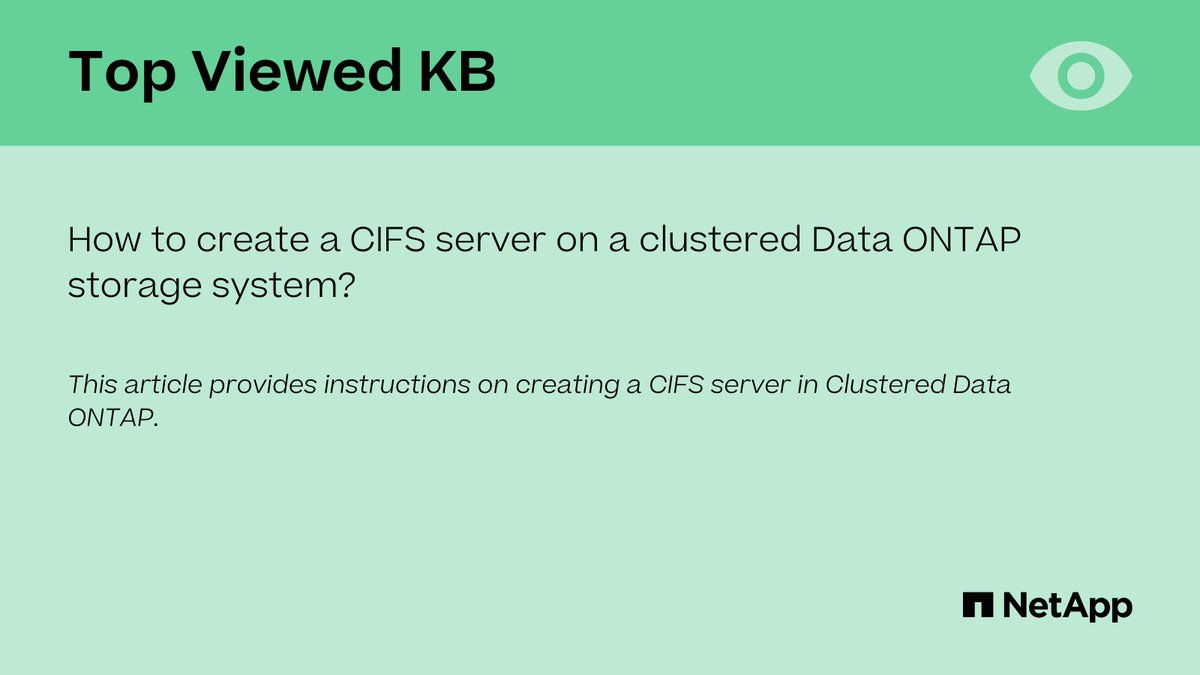 NetAppAssist's tweet photo. How to create a CIFS server on a clustered Data ONTAP storage system?
https://t.co/PSYChTr19n
#CIFSServer #ClusteredDataONTAP #StorageSystem @NetApp https://t.co/pvYfd01Pn8