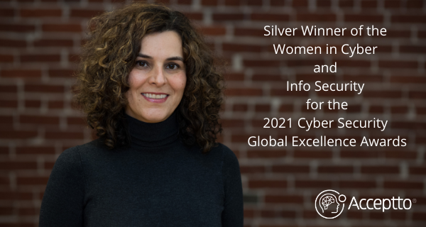 AccepttoCorp's tweet photo. Congrats to our founder and COO Nahal Shahidzadeh for being selected as silver winner ‘Women in Cyber and Info Security’ for the 2021 Cyber Security Global Excellence Awards: https://t.co/VZ7OqGu9f1 https://t.co/LmrqGjNRjt
