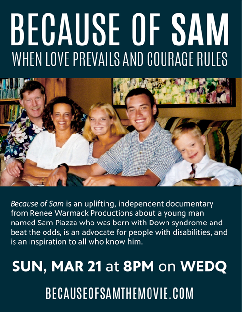 wedupbs's tweet photo. @BOSTheMovie is an uplifting, independent documentary film about a young man, named #SamPiazza, who was born with Down syndrome. The film shows how Piazza overcame bullying and won Homecoming King. #BecauseofSamTheMovie airs March 21 at 8 p.m. on WEDQ. #WorldDownSyndromeDay https://t.co/RugCiyT1Td