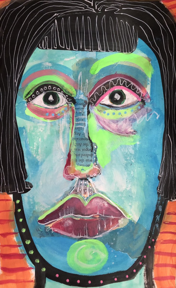 KateMLArtwork's tweet photo. ‘Pleasantly surprised’ mixed media on paper. #abstractartist #abstractart #abstractfigure #colorfulfaces #abstractportrait https://t.co/bZ893SQFW9