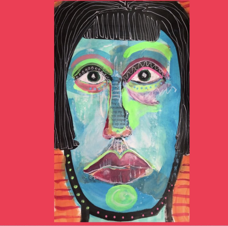 KateMLArtwork's tweet photo. ‘Pleasantly surprised’ mixed media on paper. #abstractartist #abstractart #abstractfigure #colorfulfaces #abstractportrait https://t.co/bZ893SQFW9