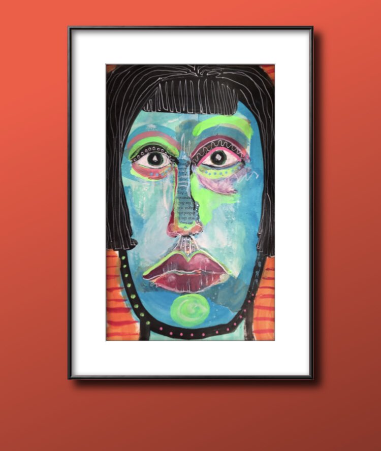 KateMLArtwork's tweet photo. ‘Pleasantly surprised’ mixed media on paper. #abstractartist #abstractart #abstractfigure #colorfulfaces #abstractportrait https://t.co/bZ893SQFW9