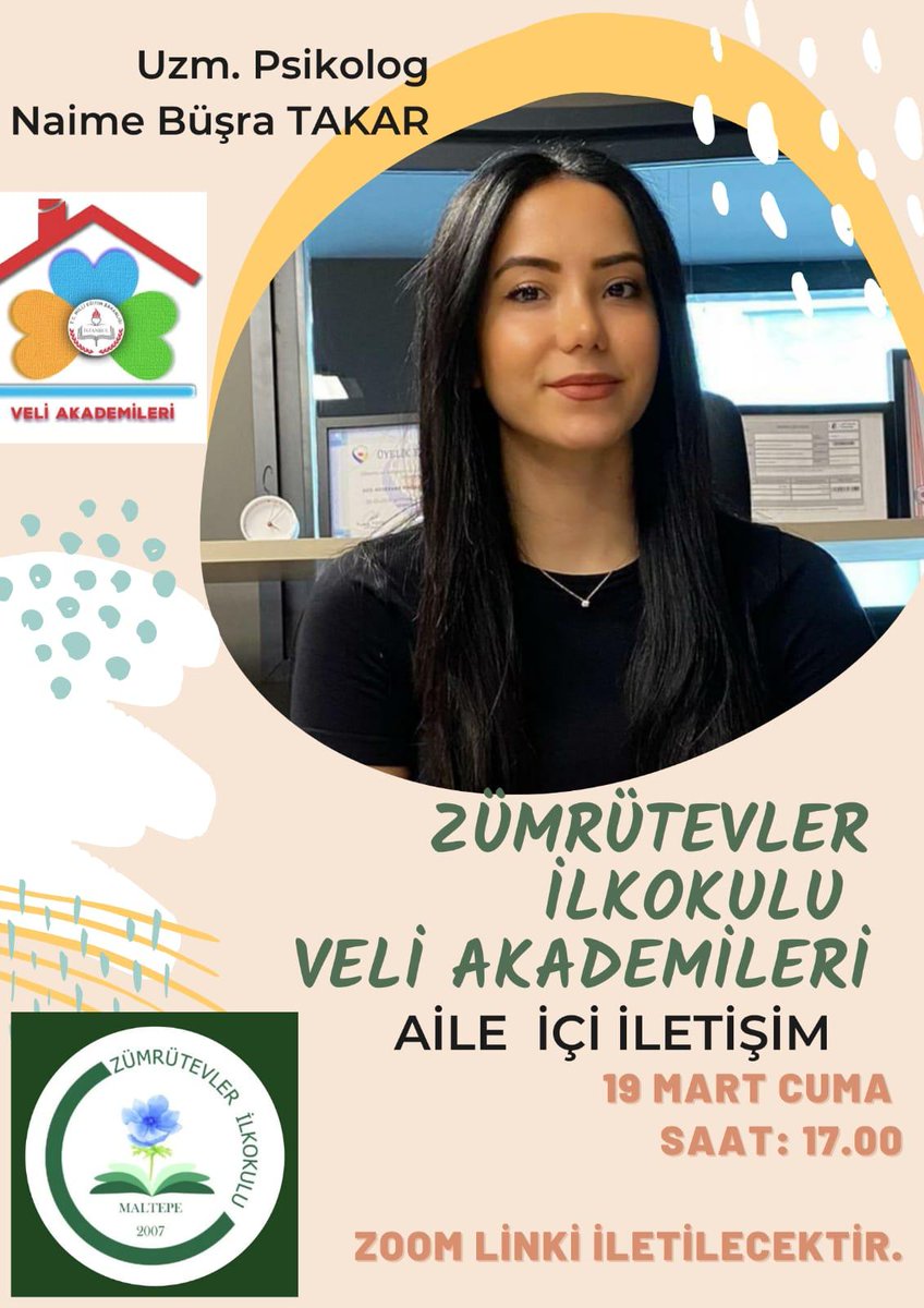 Veli Akademileri Uzman Psikolog Naime Büşra  TAKAR tarafından “Aile İçi İletişim” konusuyla devam ediyor. 
<a href="/tcmeb/">Millî Eğitim Bakanlığı</a> <a href="/istanbulilmem/">İstanbul İl Millî Eğitim Müdürlüğü</a>  <a href="/maltepemem34/">Maltepe İlçe Millî Eğitim Müdürlüğü</a>  @veliakademileri <a href="/megamerkezi/">M.E.G.A.</a>