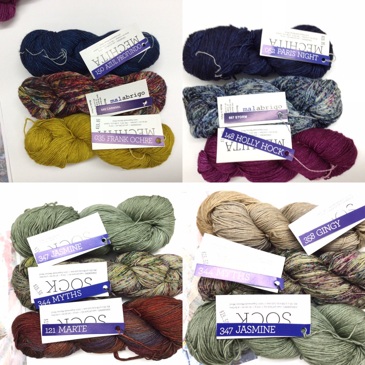 TurlockYarnShop's tweet photo. Some of our lovely choices for the Malabrigo KAL!

#malabrigoyarn #malabrigosock #malabrigomechita #sockyarn #mechitayarn #malabrigokal2021 #kal2021 #shopneedfulthings #shopneedfulthingsturlock #shopsmall #shopsmallbusiness #womenownedbusiness https://t.co/N4tGOUai5d