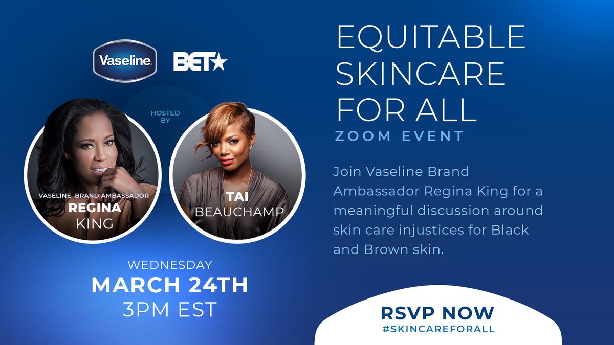 12 years of school and 47% of dermatologists say they feel inadequate to treat Black skin. Why is that? Join me and <a href="/VaselineBrand/">Vaseline</a> on 3/24 at 3pm for a panel to discuss skincare inequities.  #SkinCareForAll #VaselinePartner RSVP! EquitableSkincareLiveEvent.com