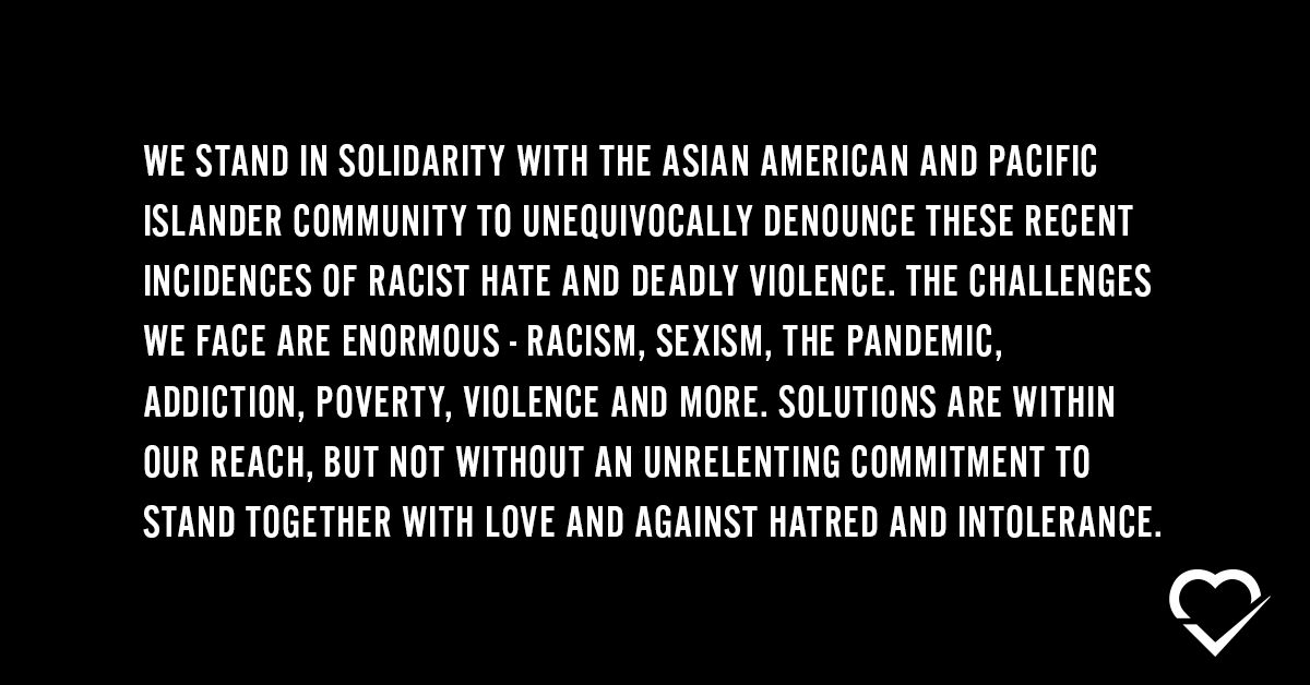 ToEndAddiction's tweet photo. We stand in solidarity with the Asian American and Pacific Islander community. #StopAsianHate https://t.co/hOAeDXZ3D4