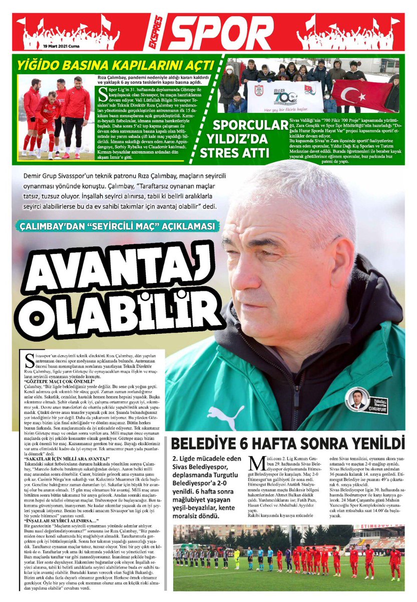 Sivas Ekspres Gazetesi (@ekspressivas) on Twitter photo 