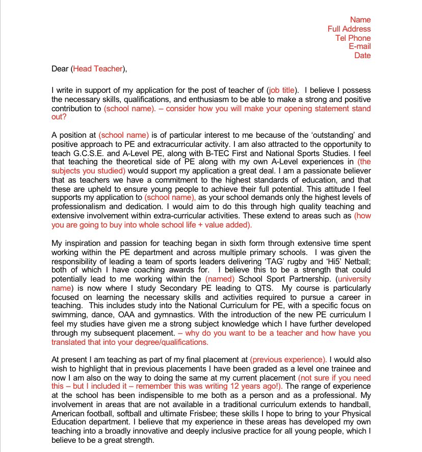 All the #NQT and #trainee teachers out there - this resource might help you secure your first job (ALL SUBJECTS!)  tes.com/teaching-resou… To be used with the following video guide: youtu.be/8qVskhlVv3w <a href="/PEgeeks/">PE Geeks</a> #edutwitter <a href="/MrTs_NQTs/">Mr T's NQT/ECT support 🙋🏻‍♂️</a> #free