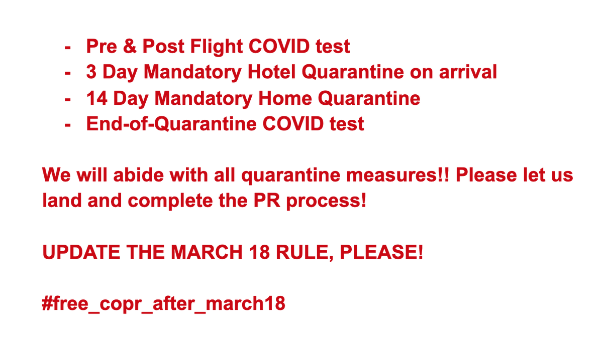 JayShar91919426's tweet photo. #Free_COPR_Post_March18 @marcomendicino
@CanadianPM @ChristineNorm
@CitImmCanada already has a backlog of THOUSANDS of expired CoPRs. Please EXEMPT valid Post March-18'2020 CoPRs & let us land so we don't add to it! #UpdateMarch18Rule
#Free_COPR_Post_March18 #HonorOurCoPRs https://t.co/uJQkBItQve