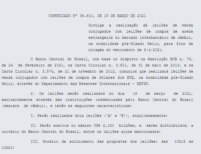 Eotattoo's tweet photo. Leilão de linha pra rolagem US$ 2,150 bn https://t.co/MEXItNQS6V