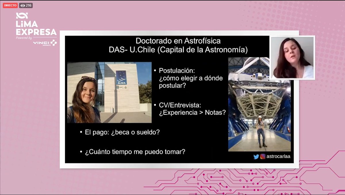 LimaExpresa's tweet photo. "Es importante que el país tenga visión para ser potencia en ciencias como la astronomía" 

@astrocarlaa - Física y divulgadora científica, nos comparte parte de sus logros durante toda su carrera. 

#GirlsInTechandScience https://t.co/eIEOFMxF0N