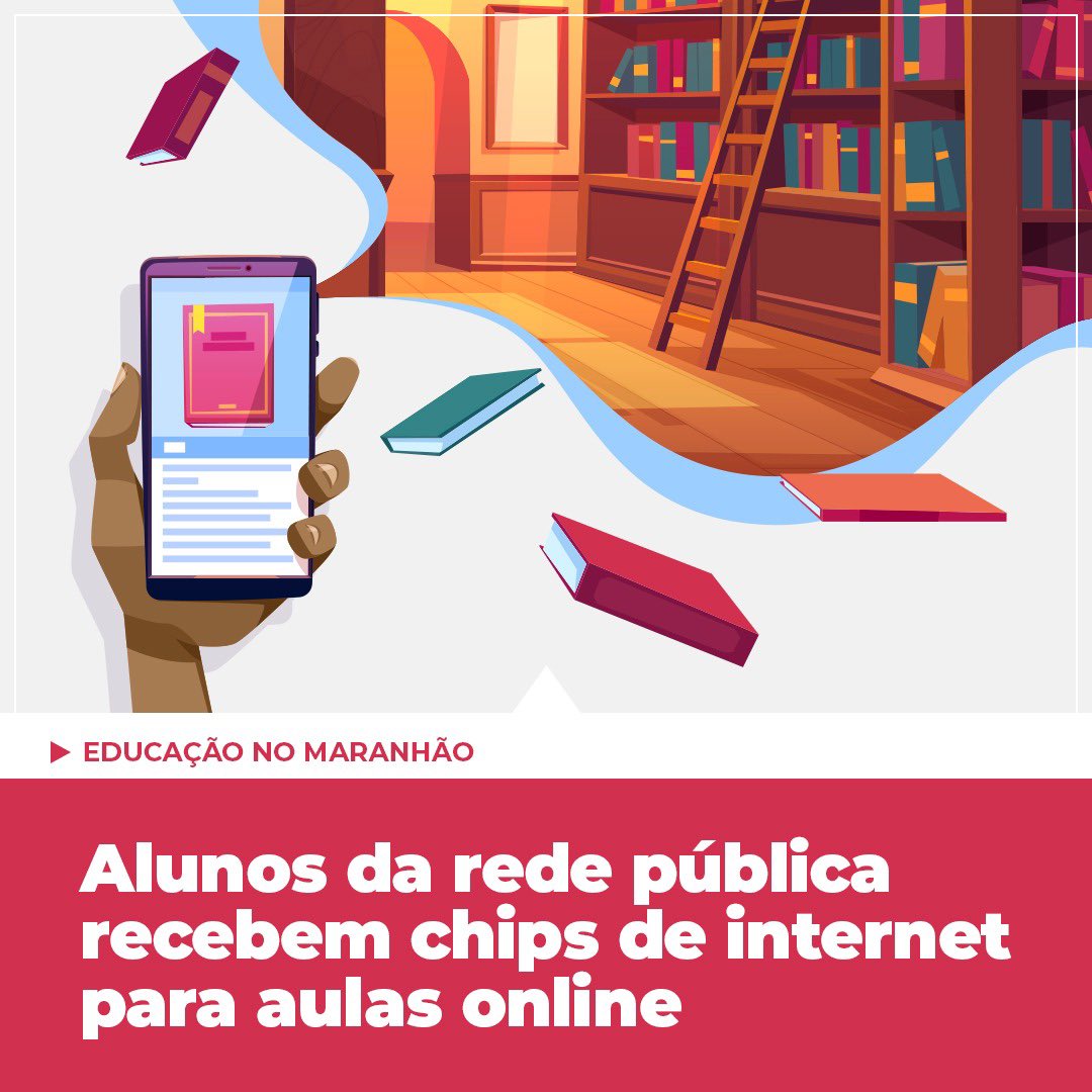 TodosPeloMA's tweet photo. 📱 O Governo do Maranhão está distribuindo a carga de 200 mil chips de internet para alunos da rede pública acompanharem as aulas online. A medida é para diminuir os prejuízos do ensino, causados pela suspensão das aulas presenciais, devido ao #coronavírus.
#Educação #FlávioDino https://t.co/sf1PDrRFMH