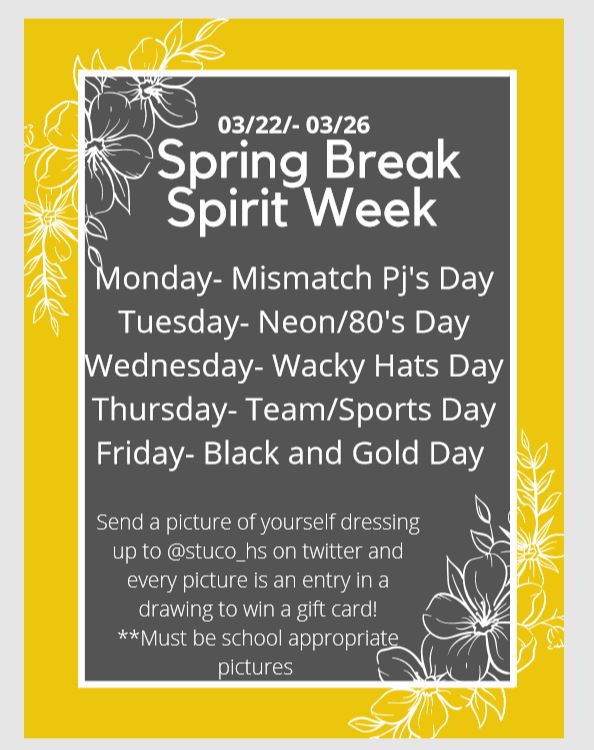 Dress up for StuCo's spring spirit week!