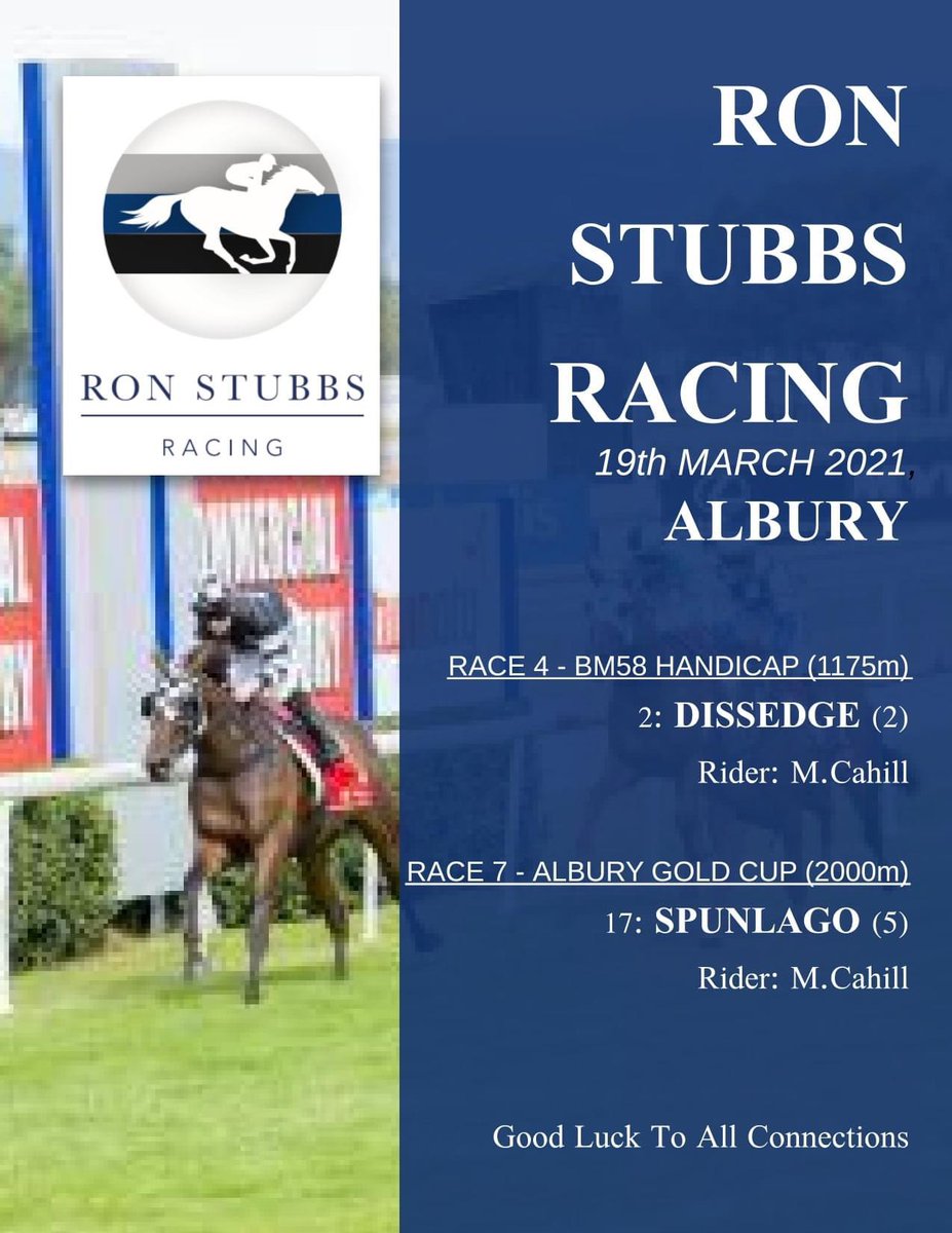 Home town cup today, best of luck to all connections