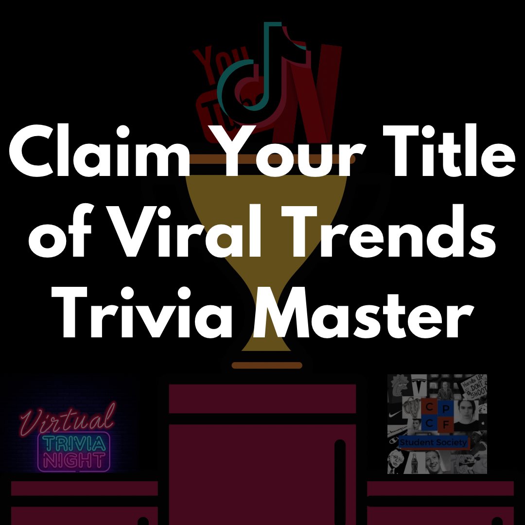 Do you know memes, TikToks, Viral Trends and Music Videos? Challenge your friends and see who is the ultimate Pop Culture Trivia Master‼️

Our last event of the year- Virtual Trivia!

Sign up on ExperienceBU : experiencebu.brocku.ca/event/179780 

#brocku #bu #foss