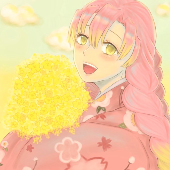 ミヤさんがTwitterに投稿した甘露寺蜜璃(鬼滅の刃)のイラスト。