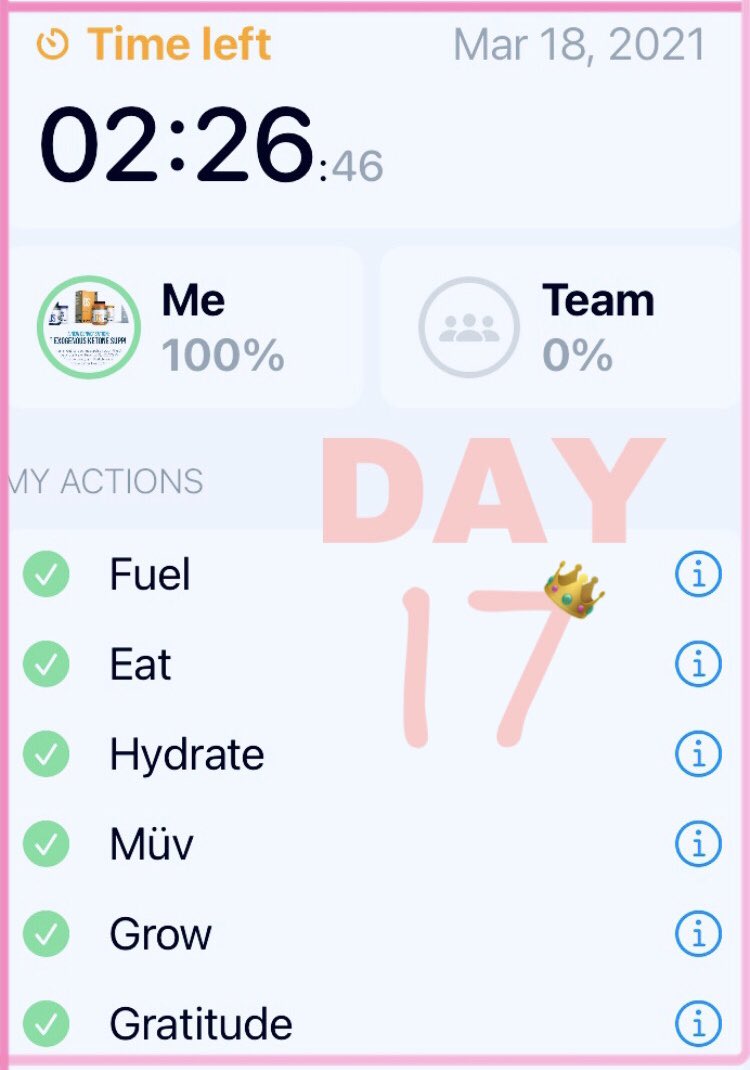 Day 17 of daily #goals for March! Cool daily tracker makes it easy. Looking for #accountabilitypartners #KETO #ENERGY #FATLOSS #FOCUS
#PruvitEveryDay #MOOD #pruvit
#accountability #SLEEP #lowcarb #accountabilitypartner #achieve  #gratitude #healthy #hydrate #ketones