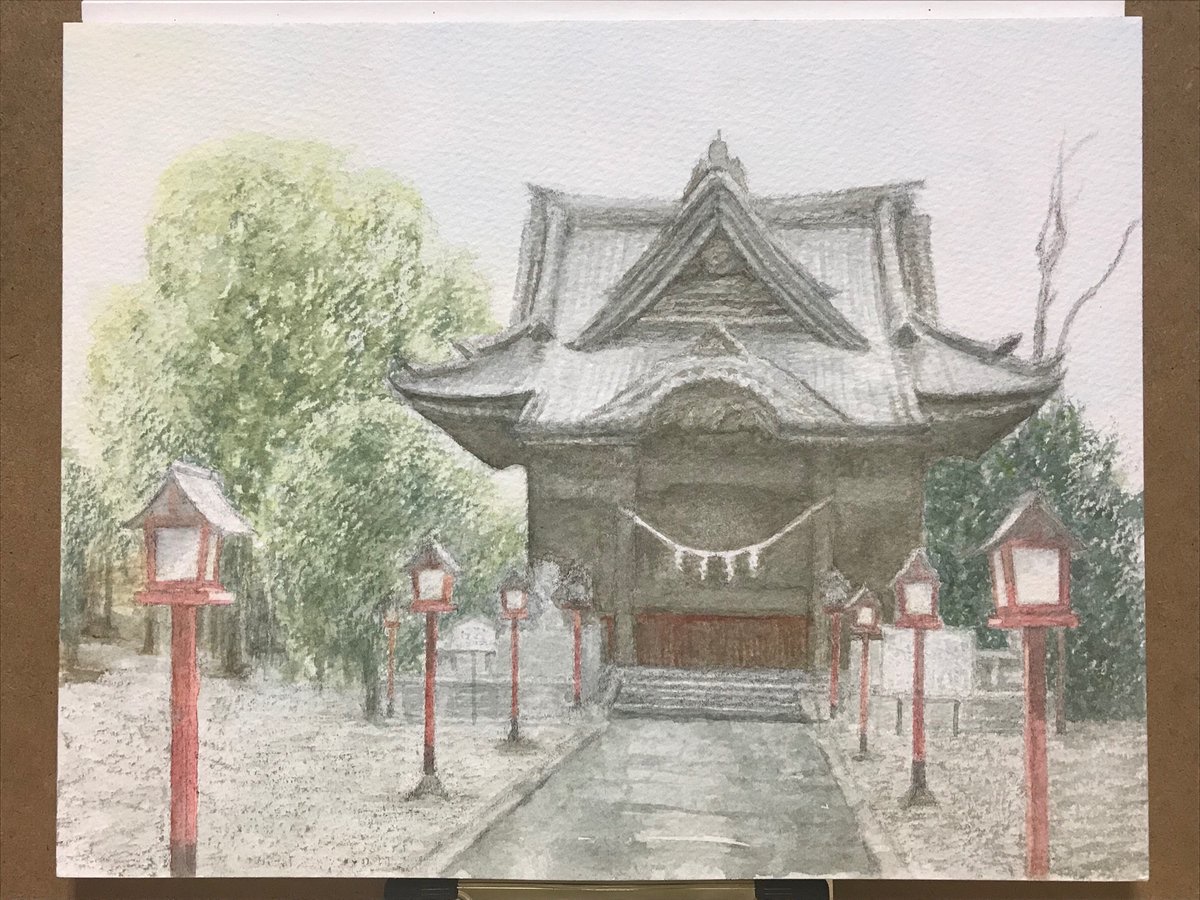 おがまき 不安障害うつ病 こないだの神社の絵 加筆して迷走した感じもあったけど この辺で完成としよう 絵 水彩画 アナログイラスト 神社 おがまき 不安障害うつ病 こないだの神社の絵 加筆して迷走した感じもあったけど この辺で完成としよう 絵 水彩画 アナログイラスト 神社