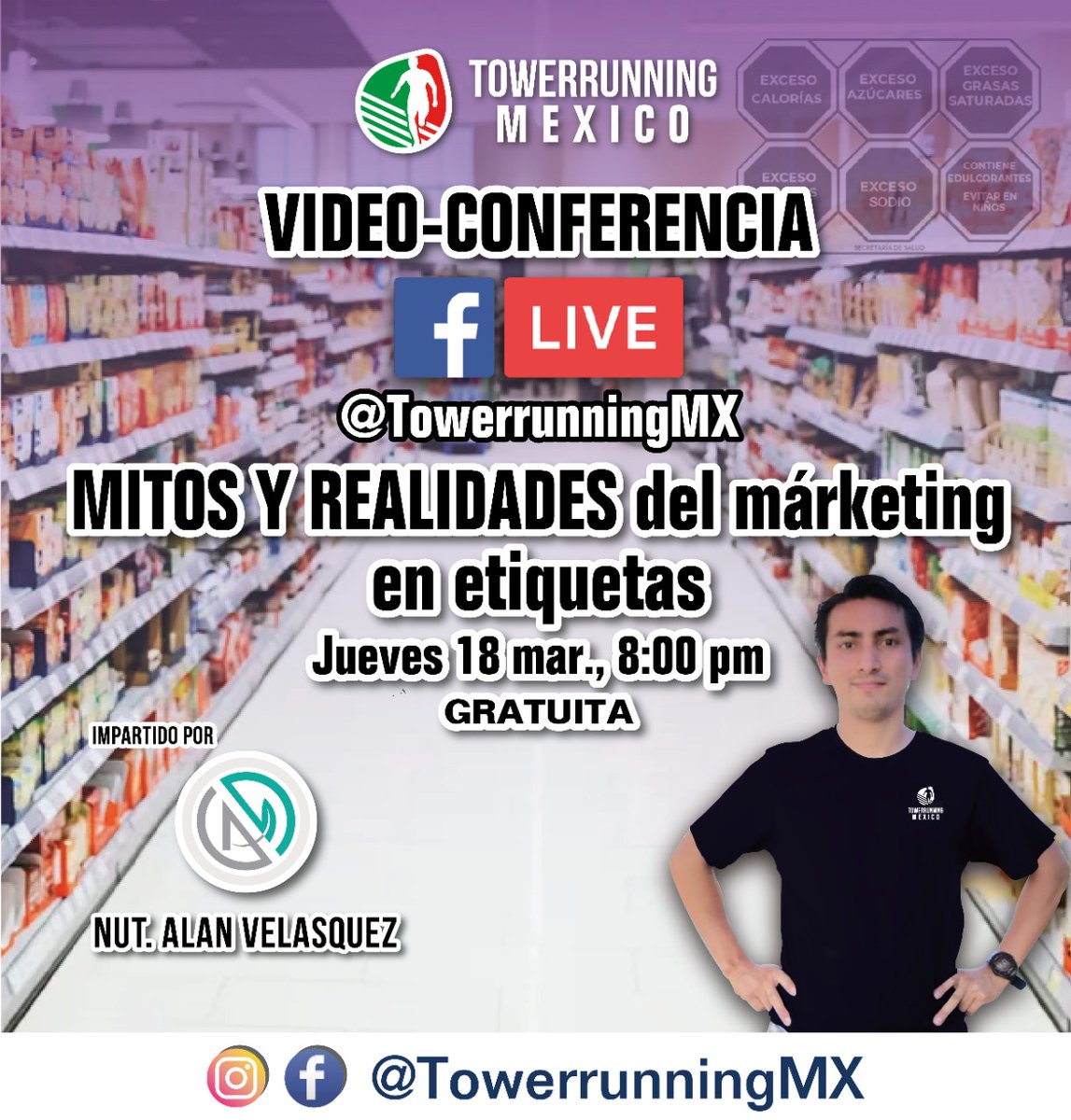 ¿Quieres entender, por fin, las etiquetas de los alimentos? Te esperamos hoy en nuestro Facebook para la videoconferencia "Mitos y Realidades del Marketing en etiquetas" impartida por el Nut. Alán Velásquez de #NutriciónAV
Link &gt;&gt;&gt;&gt;&gt;&gt; ow.ly/BRmp50E2Idz
#TowerrunningMx