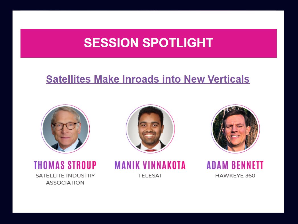 AGL VIRTUAL SUMMIT SESSION SPOTLIGHT

Satellites Make Inroads into New Verticals featuring
Tom Stroup, Satellite Industry Association
Manik Vinnakota, Telesat
Adam Bennett, Hawkeye 360

REGISTER HERE
crowdcast.io/e/AGLVIRTUAL-A…